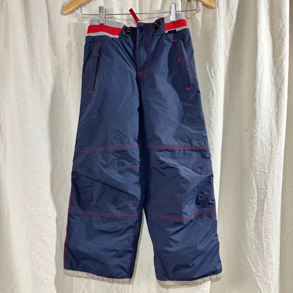 Mini Boden Boys Navy Blue Red Stitching Snow Pants Size 7-8Y Ski Trousers